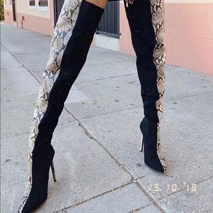 Fashion Nova two toned over the knee stiletto boot